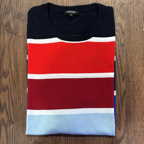 Ron Dorff - Sweden Men's Striped knitted T-Shirt - Red, Blue, and Black, Size XL - Picture 2 of 8